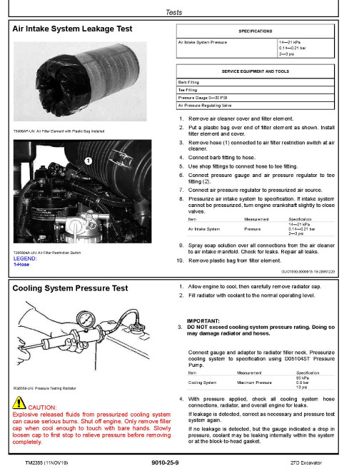John Deere 27D Compact Excavators Operation and Test Manual (TM2355) John Deere 27D Compact Excavators Operation and Test Manual (TM2355)