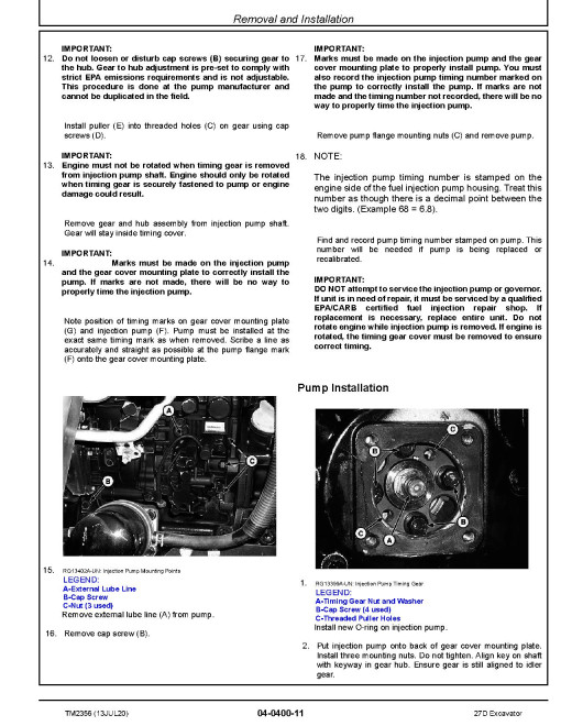John Deere 27D Compact Excavators Repair Manual (TM2356) John Deere 27D Compact Excavators Repair Manual (TM2356)