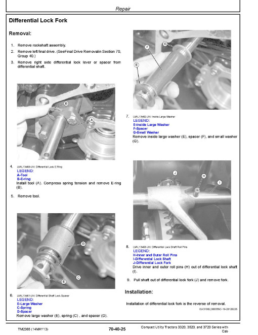 John Deere 3320, 3520 and 3720 Compact Utility Tractors with Cab Repair, Test and Adjustments Technical Manual (TM2365) John Deere 3320, 3520 and 3720 Compact Utility Tractors with Cab Repair, Test and Adjustments Technical Manual (TM2365)