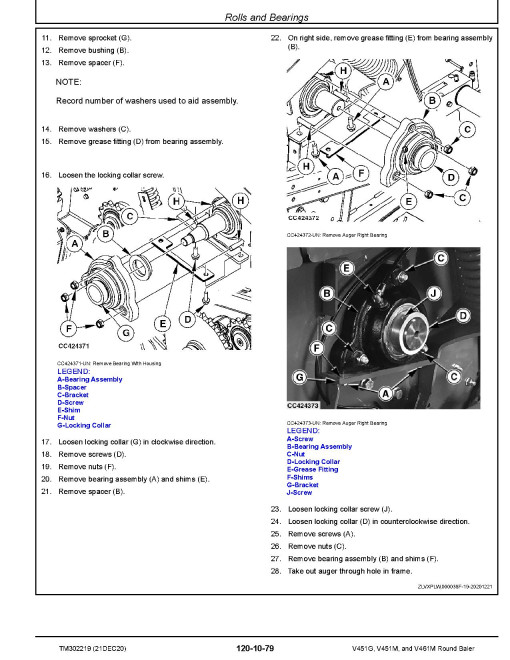 John Deere V451G, V451M and V461M Round Balers Repair Manual (TM302219) John Deere V451G, V451M and V461M Round Balers Repair Manual (TM302219)