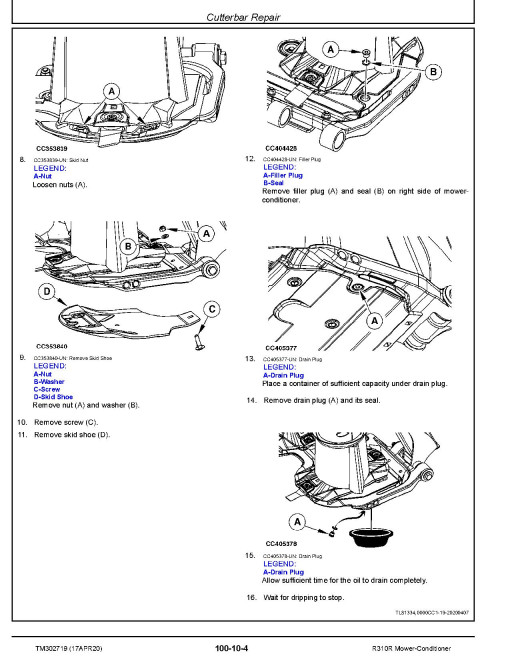 John Deere R310R Mower-Conditioners (Europe) Technical Manual (TM302719) John Deere R310R Mower-Conditioners (Europe) Technical Manual (TM302719)