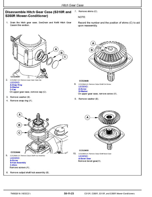 John Deere C310R, C350R, S310R and S350R Mower-Conditioners Technical Manual (TM302819) John Deere C310R, C350R, S310R and S350R Mower-Conditioners Technical Manual (TM302819)