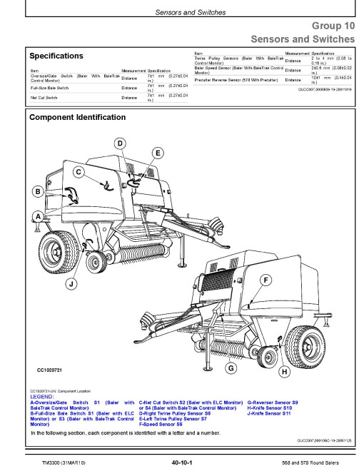 John Deere 568 and 578 Round Balers (SN. from 360001) Technical Manual (TM3300) John Deere 568 and 578 Round Balers (SN. from 360001) Technical Manual (TM3300)