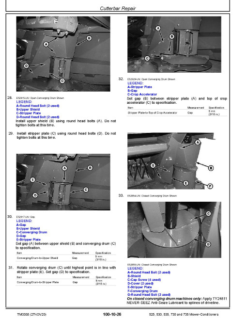 John Deere 525, 530, 535, 730 and 735 Mower-Conditioners Repair Manual (TM3308) John Deere 525, 530, 535, 730 and 735 Mower-Conditioners Repair Manual (TM3308)