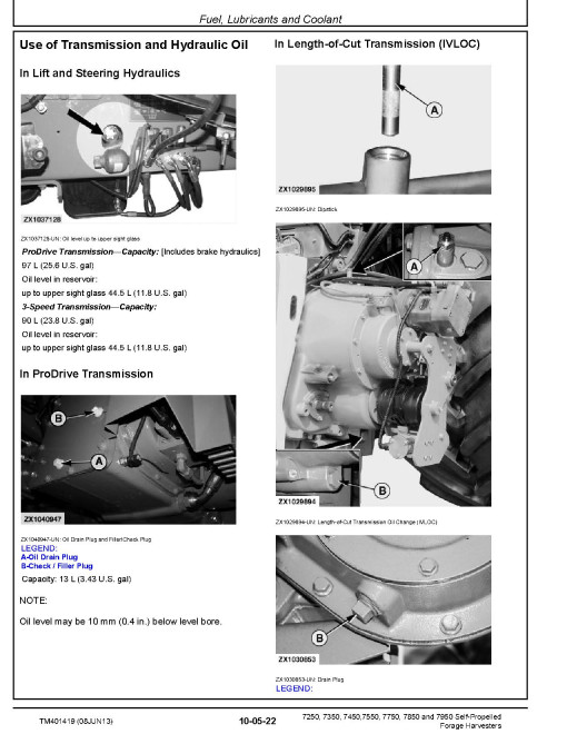 John Deere 7250, 7350, 7450, 7550, 7750, 7850 and 7950 Self-Propelled Forage Harvesters Repair Manual (TM401419) John Deere 7250, 7350, 7450, 7550, 7750, 7850 and 7950 Self-Propelled Forage Harvesters Repair Manual (TM401419)
