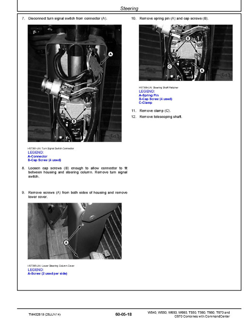 John Deere C670, T550, T560, T660, T670, W540, W550, W650 and W660 MY2008-2011 Combines (SN. from 085500) Repair Manual (TM402619) John Deere C670, T550, T560, T660, T670, W540, W550, W650 and W660 MY2008-2011 Combines (SN. from 085500) Repair Manual (TM402619)