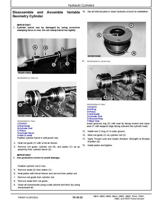 John Deere R944i, R952i, R962i, R975i, M944, M944i, M952, M952i, M962, M962i Trailed Sprayers (European Edition) Repair Manual (TM403719) John Deere R944i, R952i, R962i, R975i, M944, M944i, M952, M952i, M962, M962i Trailed Sprayers (European Edition) Repair Manual (TM403719)