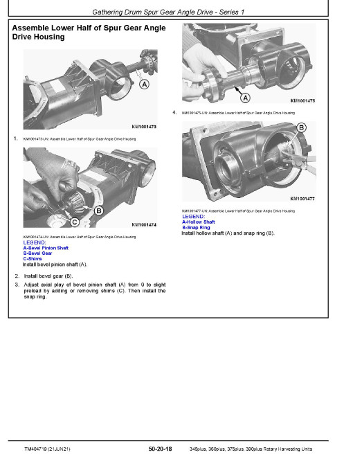 John Deere 345plus, 360plus, 375plus and 390plus Rotary Harvesting Units (European Edition, SN. from 122139) Technical Manual (TM404719) John Deere 345plus, 360plus, 375plus and 390plus Rotary Harvesting Units (European Edition, SN. from 122139) Technical Manual (TM404719)