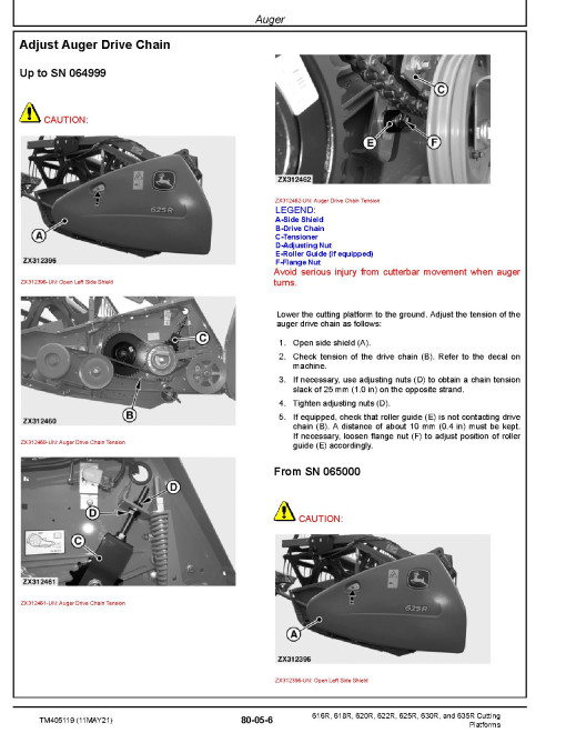 John Deere 616R, 618R, 620R, 622R, 625R, 630R and 635R Cutting Platforms (European Edition, SN. from 038027) Technical Manual (TM405119) John Deere 616R, 618R, 620R, 622R, 625R, 630R and 635R Cutting Platforms (European Edition, SN. from 038027) Technical Manual (TM405119)