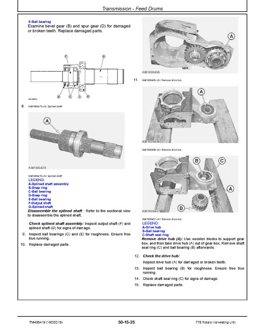 John Deere 778 (SN. from 127522) Rotary Harvesting Units (North American Edition) Technical Manual (TM405419) John Deere 778 (SN. from 127522) Rotary Harvesting Units (North American Edition) Technical Manual (TM405419)