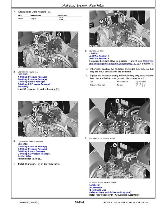 John Deere 6105M, 6115M, 6125M, 6130M and 6140M Tractors (MY13-15) Repair Manual (TM405819) John Deere 6105M, 6115M, 6125M, 6130M and 6140M Tractors (MY13-15) Repair Manual (TM405819)