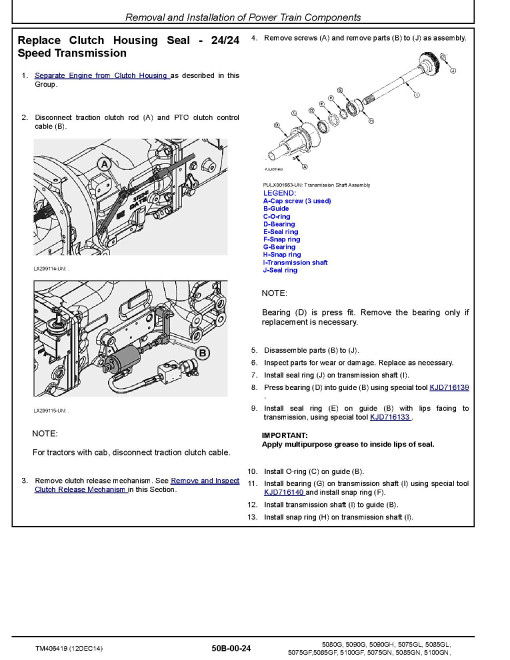 John Deere 5075GF, 5075GL, 5075GN, 5075GV, 5080G, 5085GF, 5085GL, 5085GN, 5085GV, 5090G, 5090GH, 5100GF and 5100GN Tractors Repair Manual (TM406419) John Deere 5075GF, 5075GL, 5075GN, 5075GV, 5080G, 5085GF, 5085GL, 5085GN, 5085GV, 5090G, 5090GH, 5100GF and 5100GN Tractors Repair Manual (TM406419)
