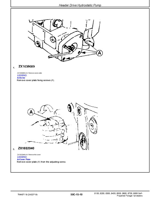 John Deere 8100, 8200, 8300, 8400, 8500, 8600, 8700 and 8800 Self-Propelled Forage Harvesters (SN: 516000-618999) Repair Manual (TM407119) John Deere 8100, 8200, 8300, 8400, 8500, 8600, 8700 and 8800 Self-Propelled Forage Harvesters (SN: 516000-618999) Repair Manual (TM407119)