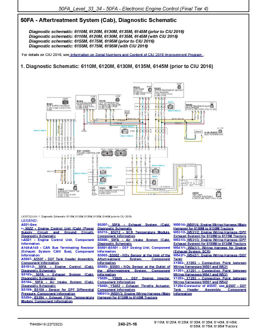John Deere 6110M, 6120M, 6125M, 6130M, 6135M, 6140M, 6145M, 6155M, 6175M, 6195M Tractors (MY16-17) Diagnostic Manual (TM408419) John Deere 6110M, 6120M, 6125M, 6130M, 6135M, 6140M, 6145M, 6155M, 6175M, 6195M Tractors (MY16-17) Diagnostic Manual (TM408419)