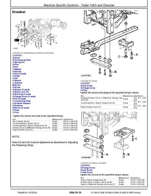 John Deere 6110M, 6120M, 6130M, 6135M, 6140M and 6145M Tractors (MY16-17) Repair Manual (TM408519) John Deere 6110M, 6120M, 6130M, 6135M, 6140M and 6145M Tractors (MY16-17) Repair Manual (TM408519)