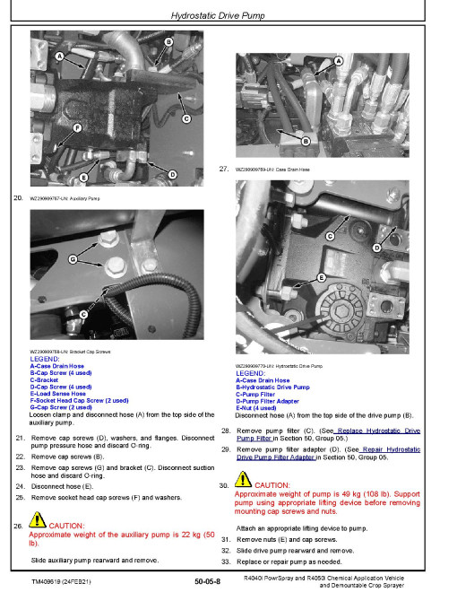 John Deere R4040i PowrSpray and R4050i Chemical Application Vehicles and Demountable Crop Sprayer (from MY18) Repair Manual (TM409619) John Deere R4040i PowrSpray and R4050i Chemical Application Vehicles and Demountable Crop Sprayer (from MY18) Repair Manual (TM409619)