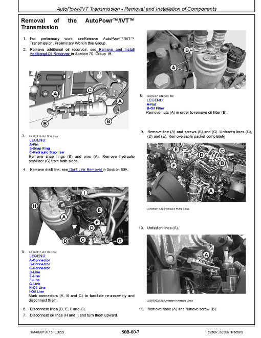 John Deere 6230R and 6250R Tractors (from MY17) Repair Manual (TM409819) John Deere 6230R and 6250R Tractors (from MY17) Repair Manual (TM409819)