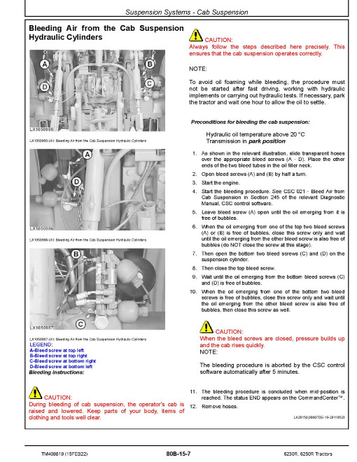 John Deere 6230R and 6250R Tractors (from MY17) Repair Manual (TM409819) John Deere 6230R and 6250R Tractors (from MY17) Repair Manual (TM409819)