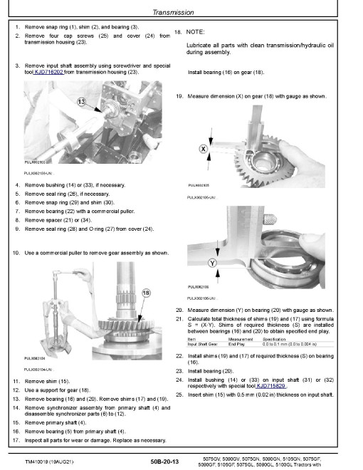 John Deere 5075GF/GL/GN/GV, 5090GF/GL/GN/GV, 5100GL, 5105GF/GN Tractors (Europe, from MY17) Repair Manual (TM410019) John Deere 5075GF/GL/GN/GV, 5090GF/GL/GN/GV, 5100GL, 5105GF/GN Tractors (Europe, from MY17) Repair Manual (TM410019)