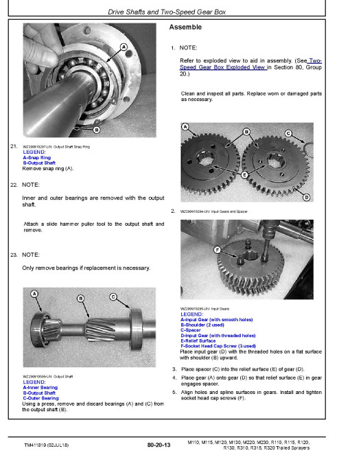 John Deere M110, M115, M120, M130, M220, M230, R110, R115, R120, R130, R310, R315, R320 Trailed Sprayers Technical Manual (TM411819) John Deere M110, M115, M120, M130, M220, M230, R110, R115, R120, R130, R310, R315, R320 Trailed Sprayers Technical Manual (TM411819)