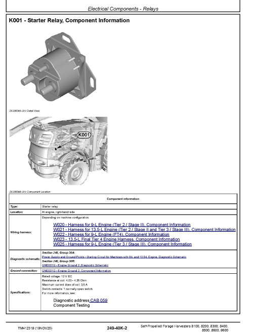 John Deere 8100, 8200, 8300, 8400, 8500, 8600 and 9600 Self-Propelled Forage Harvesters (SN: 619000-619999) Diagnostic Manual (TM412319) John Deere 8100, 8200, 8300, 8400, 8500, 8600 and 9600 Self-Propelled Forage Harvesters (SN: 619000-619999) Diagnostic Manual (TM412319)