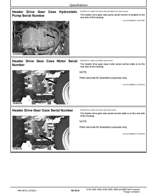 John Deere 8100, 8200, 8300, 8400, 8500, 8600 and 9600 Self-Propelled Forage Harvesters (SN: 620000-620999) Repair Manual (TM413619) John Deere 8100, 8200, 8300, 8400, 8500, 8600 and 9600 Self-Propelled Forage Harvesters (SN: 620000-620999) Repair Manual (TM413619)