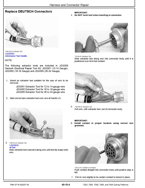 John Deere 722X, 725X, 730X, 735X and 740X Cutting Platforms (SN: 059000-061999) Technical Manual (TM413719) John Deere 722X, 725X, 730X, 735X and 740X Cutting Platforms (SN: 059000-061999) Technical Manual (TM413719)