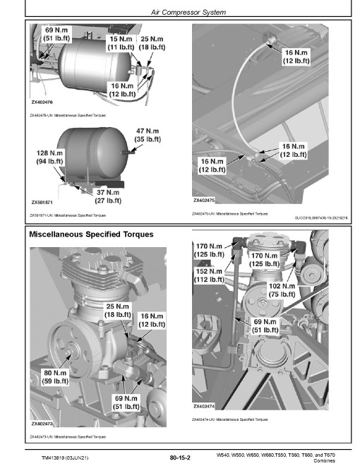 John Deere T550, T560, T660, T670, W540, W550, W650 and W660 (MY2020) Combines (SN: 120000-129999) Repair Manual (TM413919) John Deere T550, T560, T660, T670, W540, W550, W650 and W660 (MY2020) Combines (SN: 120000-129999) Repair Manual (TM413919)
