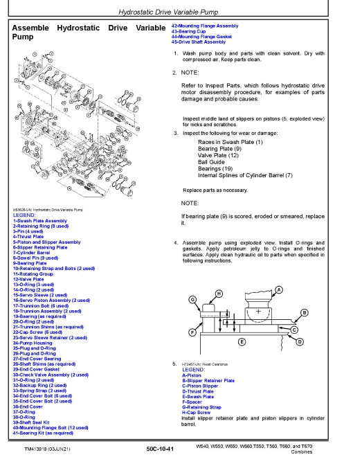 John Deere T550, T560, T660, T670, W540, W550, W650 and W660 (MY2020) Combines (SN: 120000-129999) Repair Manual (TM413919) John Deere T550, T560, T660, T670, W540, W550, W650 and W660 (MY2020) Combines (SN: 120000-129999) Repair Manual (TM413919)