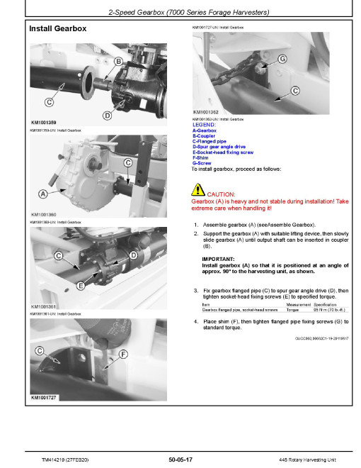 John Deere 445 Rotary Harvesting Units (European Edition) Technical Manual (TM414219) John Deere 445 Rotary Harvesting Units (European Edition) Technical Manual (TM414219)