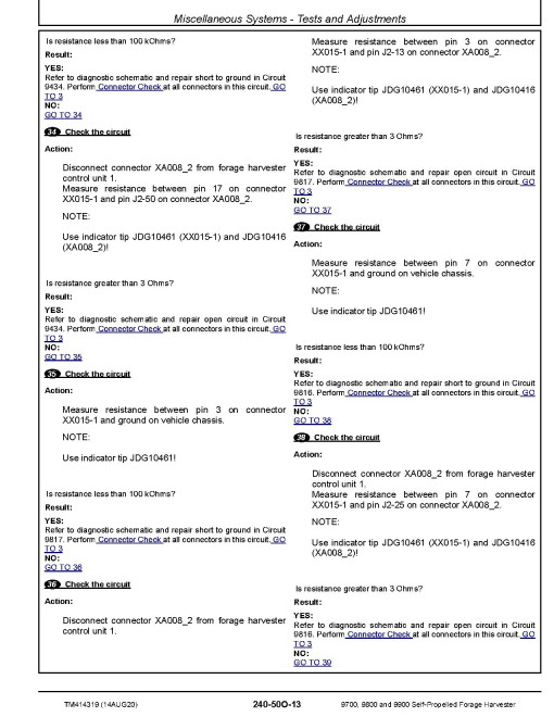 John Deere 9700, 9800 and 9900 Self-Propelled Forage Harvesters Diagnostic Manual (TM414319) John Deere 9700, 9800 and 9900 Self-Propelled Forage Harvesters Diagnostic Manual (TM414319)