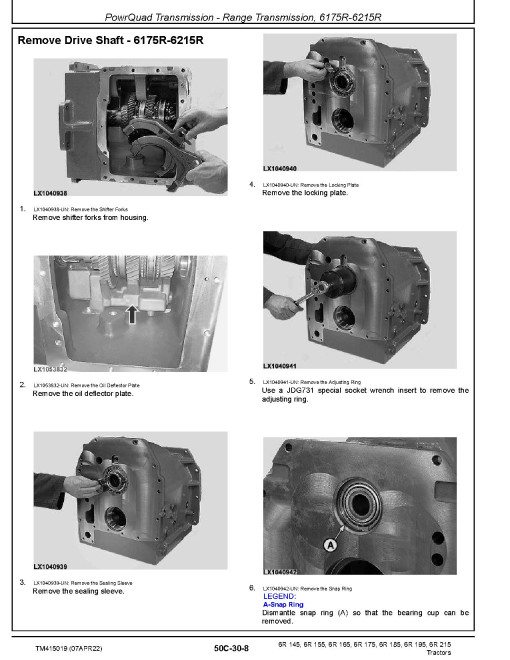 John Deere 6R 145, 6R 155, 6R 165, 6R 175, 6R 185, 6R 195 and 6R 215 Tractors (from MY22) Repair Manual (TM415019) John Deere 6R 145, 6R 155, 6R 165, 6R 175, 6R 185, 6R 195 and 6R 215 Tractors (from MY22) Repair Manual (TM415019)