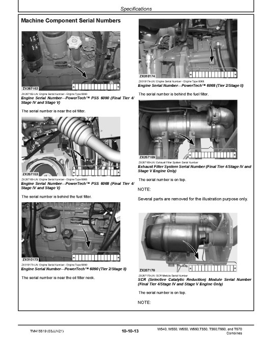 John Deere T550, T560, T660, T670, W540, W550, W650 and W660 (MY2021-2022) Combines (SN: 130000-134999) Repair Manual (TM415519) John Deere T550, T560, T660, T670, W540, W550, W650 and W660 (MY2021-2022) Combines (SN: 130000-134999) Repair Manual (TM415519)