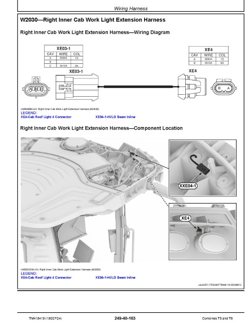 John Deere T5 400, T5 500, T5 600, T5 700, T6 500, T6 600, T6 700, T6 800 (SN: 145000-149999) Combines Diagnostic Manual (TM418419)