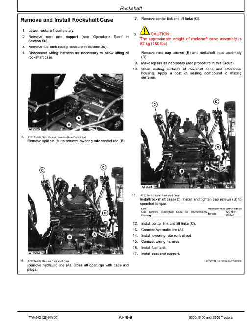 John Deere 5300, 5400 and 5500 Tractors Operation, Tests and Repair Technical Manual (TM4542) John Deere 5300, 5400 and 5500 Tractors Operation, Tests and Repair Technical Manual (TM4542)