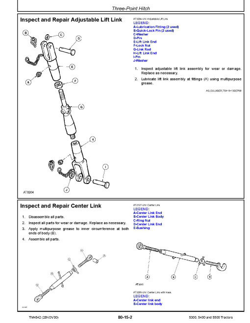 John Deere 5300, 5400 and 5500 Tractors Operation, Tests and Repair Technical Manual (TM4542) John Deere 5300, 5400 and 5500 Tractors Operation, Tests and Repair Technical Manual (TM4542)
