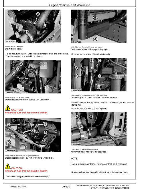 John Deere 6010(SE), 6110(SE), 6210(SE), 6310(SE), 6410(SE), 6510, 6610(SE) Tractors (European Edition) Repair Manual (TM4559) John Deere 6010(SE), 6110(SE), 6210(SE), 6310(SE), 6410(SE), 6510, 6610(SE) Tractors (European Edition) Repair Manual (TM4559)
