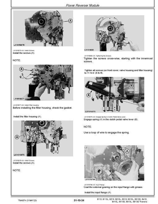 John Deere 6110(L), 6210(L), 6310(L,S), 6410(L,S), 6510L and 6510S Tractors (North American Edition) Repair Manual (TM4574) John Deere 6110(L), 6210(L), 6310(L,S), 6410(L,S), 6510L and 6510S Tractors (North American Edition) Repair Manual (TM4574)
