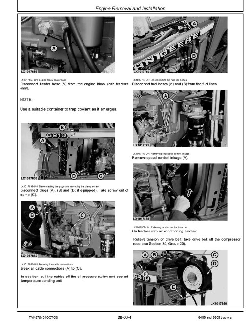 John Deere 6405 and 6605 Tractors (North American Edition) Repair Manual (TM4578) John Deere 6405 and 6605 Tractors (North American Edition) Repair Manual (TM4578)