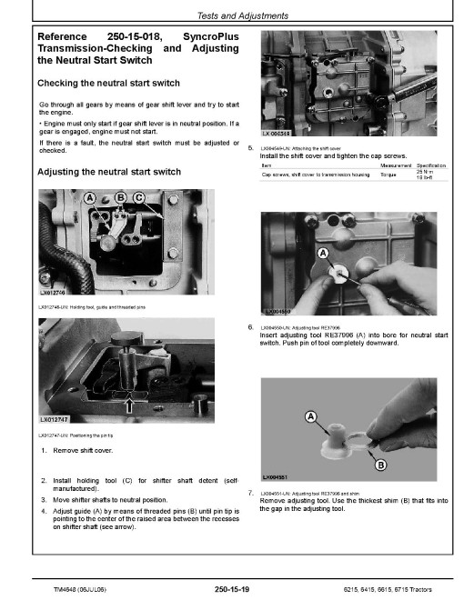 John Deere 6215, 6415, 6615 and 6715 Tractors (North American Edition) Operation and Test Manual (TM4648) John Deere 6215, 6415, 6615 and 6715 Tractors (North American Edition) Operation and Test Manual (TM4648)