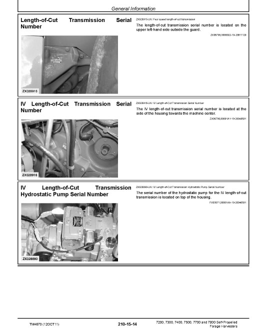 John Deere 7200, 7300, 7400, 7500, 7700 and 7800 Self-Propelled Forage Harvesters Operation and Test Manual (TM4670) John Deere 7200, 7300, 7400, 7500, 7700 and 7800 Self-Propelled Forage Harvesters Operation and Test Manual (TM4670)