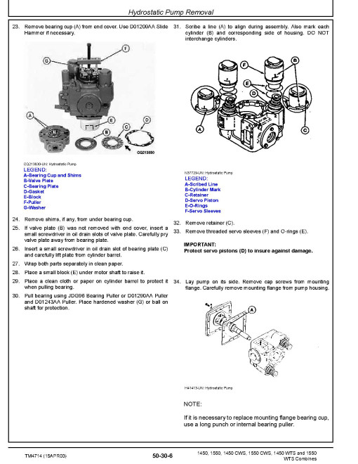 John Deere 1450, 1450 CWS, 1450 WTS, 1550, 1550 CWS and 1550 WTS Combines (SN. before 048750) Repair Manual (TM4714) John Deere 1450, 1450 CWS, 1450 WTS, 1550, 1550 CWS and 1550 WTS Combines (SN. before 048750) Repair Manual (TM4714)