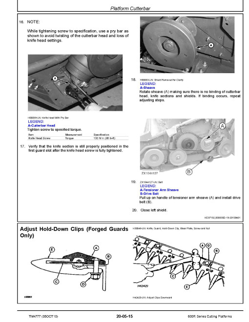 John Deere 614R, 616R, 618R, 620R, 622R, 625R and 630R Cutting Platforms Repair Manual (TM4777) John Deere 614R, 616R, 618R, 620R, 622R, 625R and 630R Cutting Platforms Repair Manual (TM4777)