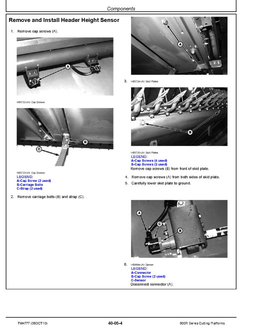 John Deere 614R, 616R, 618R, 620R, 622R, 625R and 630R Cutting Platforms Repair Manual (TM4777) John Deere 614R, 616R, 618R, 620R, 622R, 625R and 630R Cutting Platforms Repair Manual (TM4777)