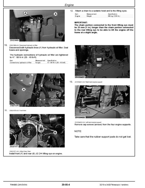 John Deere 3215 and 3420 Telescopic Handlers (SN. up to 206800) Technical Manual (TM4893)