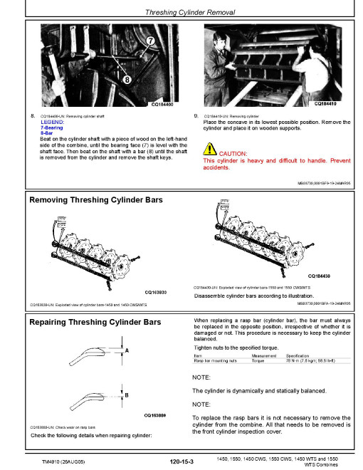 John Deere 1450, 1450 CWS, 1450 WTS, 1550, 1550 CWS and 1550 WTS Combines (SN. from 048751) Repair Manual (TM4910) John Deere 1450, 1450 CWS, 1450 WTS, 1550, 1550 CWS and 1550 WTS Combines (SN. from 048751) Repair Manual (TM4910)