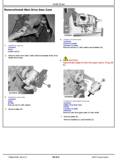 John Deere 640PF Cutting Platforms (European Edition) Technical Manual (TM5ZN53786) John Deere 640PF Cutting Platforms (European Edition) Technical Manual (TM5ZN53786)