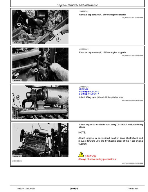 John Deere 7405 Tractors Repair Manual (TM6014) John Deere 7405 Tractors Repair Manual (TM6014)