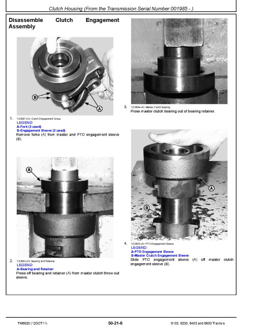 John Deere 6103, 6203, 6403 and 6603 Tractors (Latin America, South Africa, Asia) Repair Manual (TM6020) John Deere 6103, 6203, 6403 and 6603 Tractors (Latin America, South Africa, Asia) Repair Manual (TM6020)