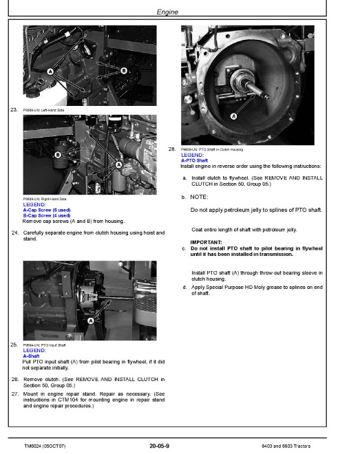 John Deere 6403 and 6603 Tractors (North America) Repair Manual (TM6024) John Deere 6403 and 6603 Tractors (North America) Repair Manual (TM6024)